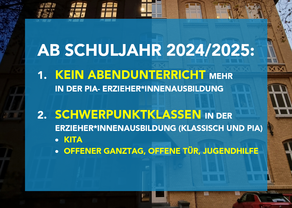 Erzieherausbildung am St. Ursula-Berufskolleg – Änderungen ab Schuljahr 2024/25